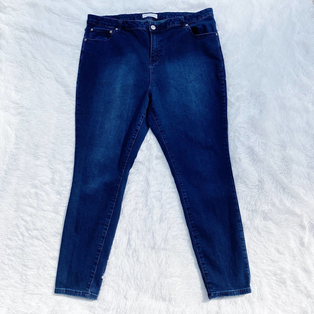 ELOQUII Dark Denim Straight Leg Jeans